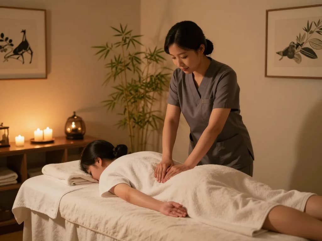Experienced therapist offering a soothing 역삼동마사지 in a tranquil spa environment with soft lighting.