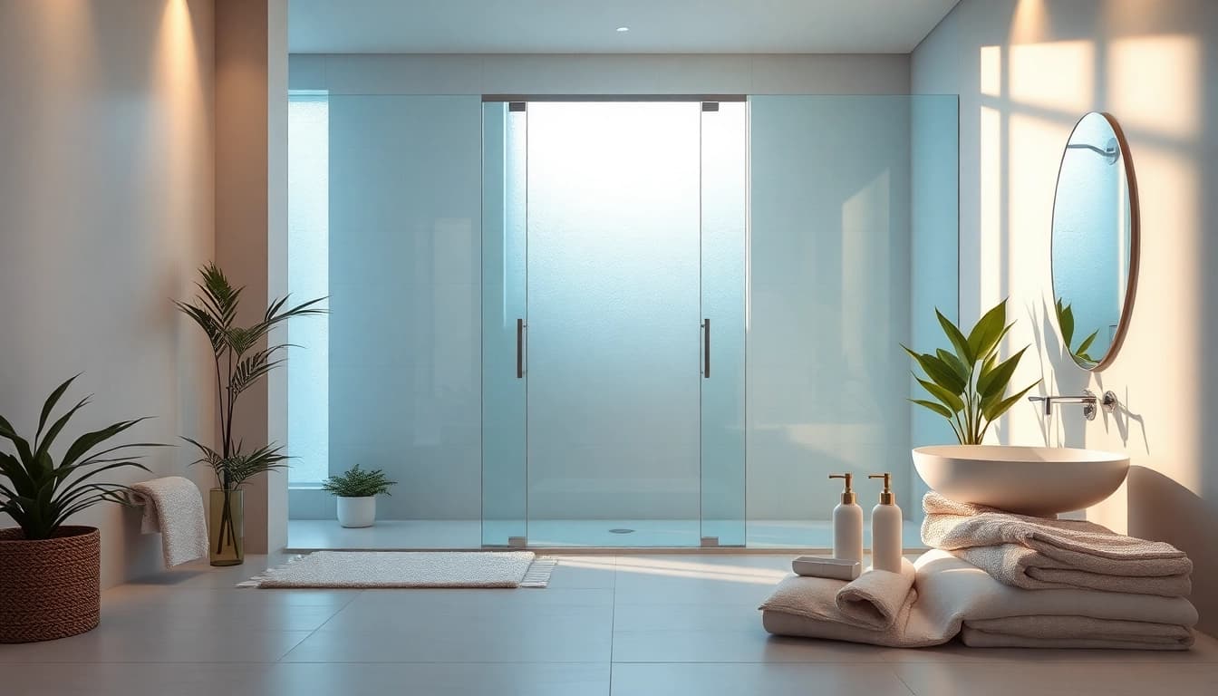 Explore elegant showers au with a luxurious glass-enclosed design in a serene bathroom.