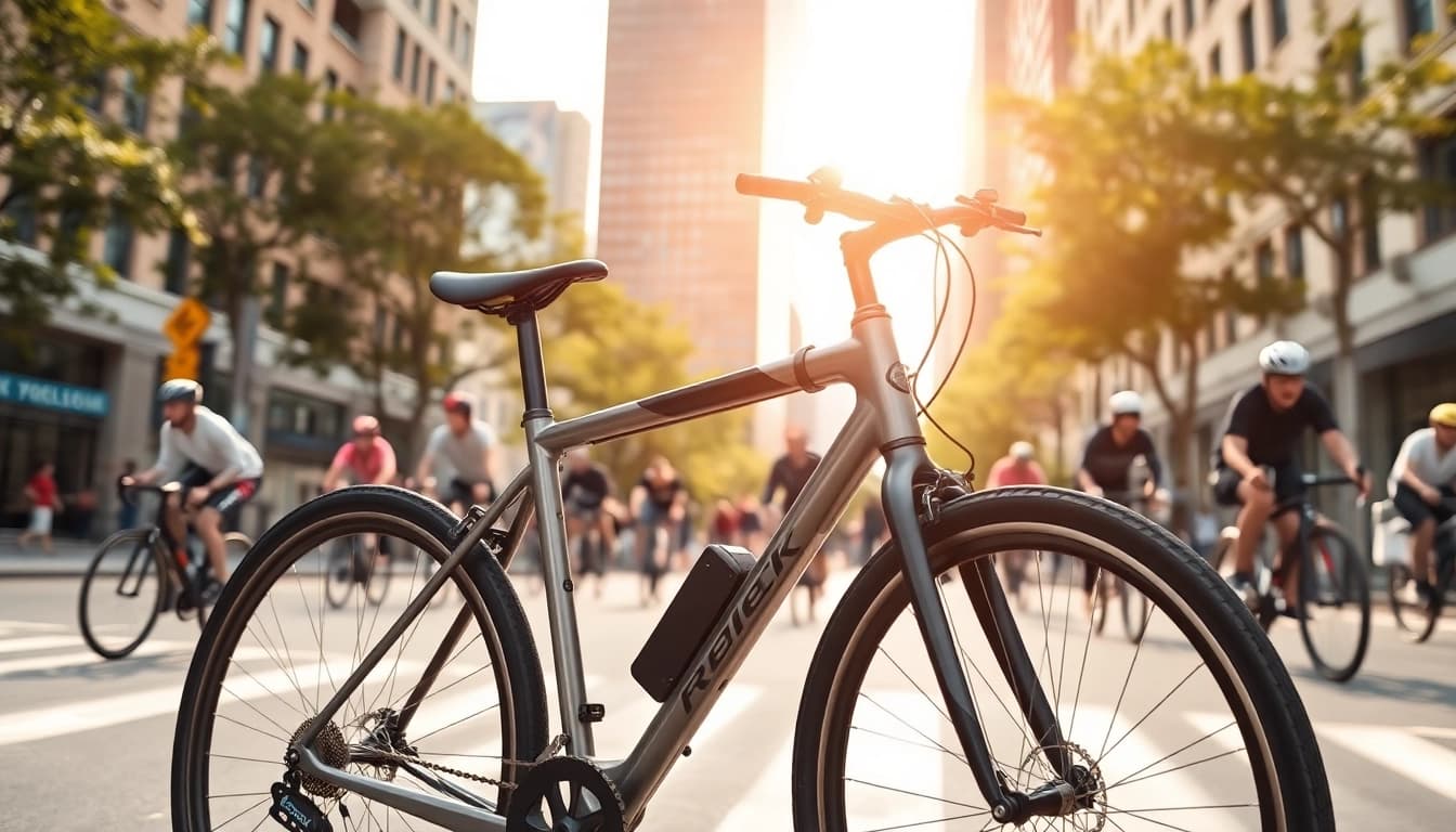 Freelock lock system on a bicycle showcased in an urban setting