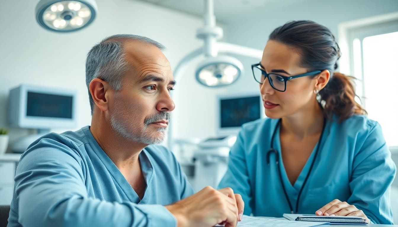 Consultation discussing hair transplant istanbul price with a leading surgeon in a modern clinic.