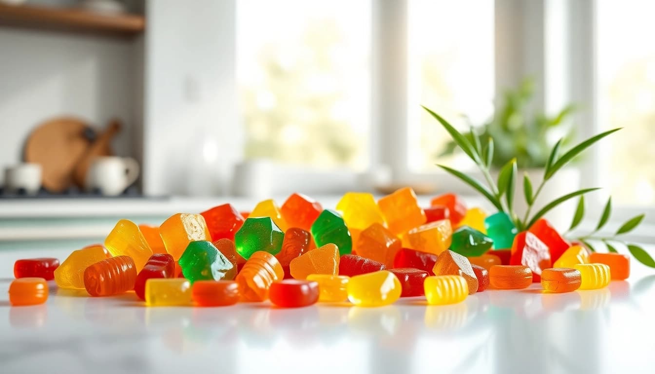 Engaging gummy private label products displayed attractively on a modern countertop.