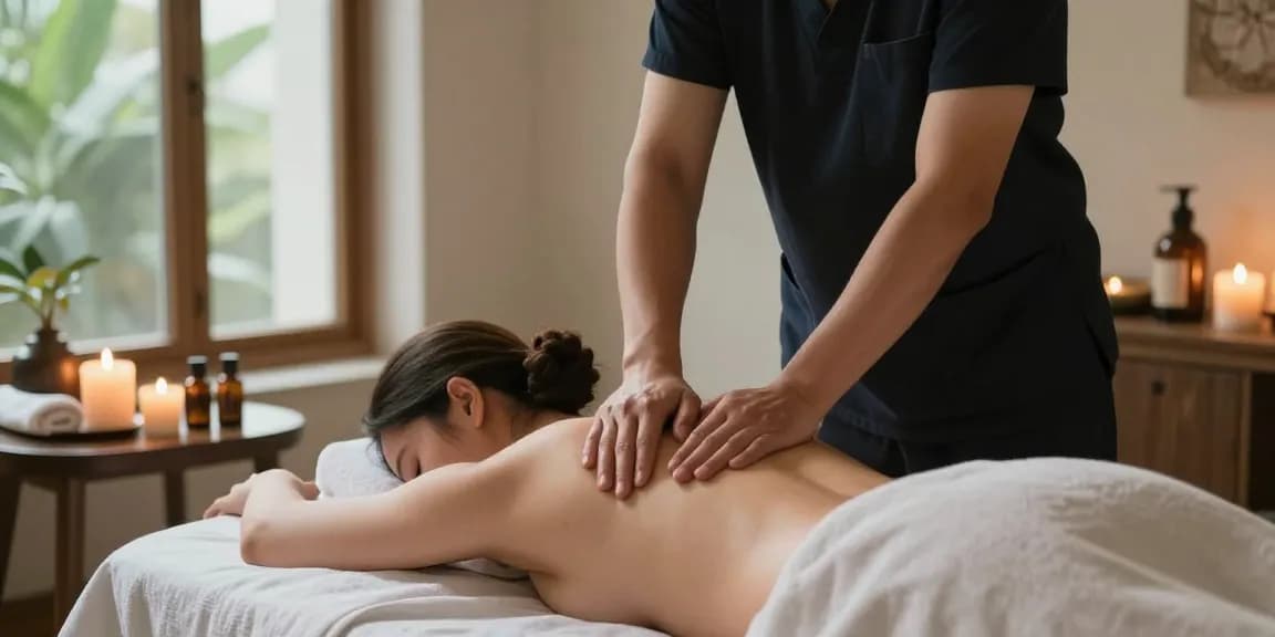 강남스웨디시 마사지를 받는 모습과 편안한 스파의 분위기를 담은 이미지