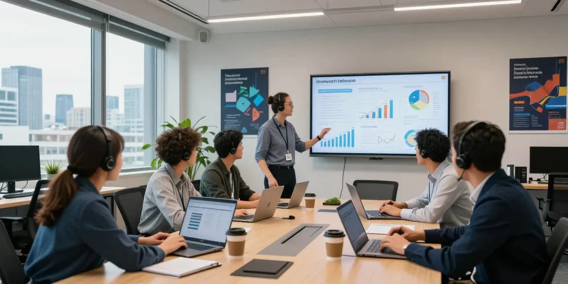 london business it support team collaborating in a modern office, discussing IT solutions and strategies