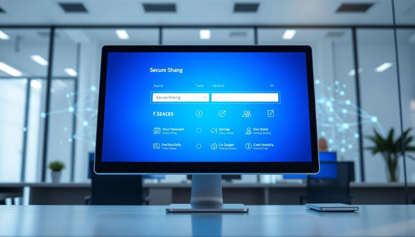 Showcase a secure link sharing platform in action, depicting user-friendly interface and secure options.