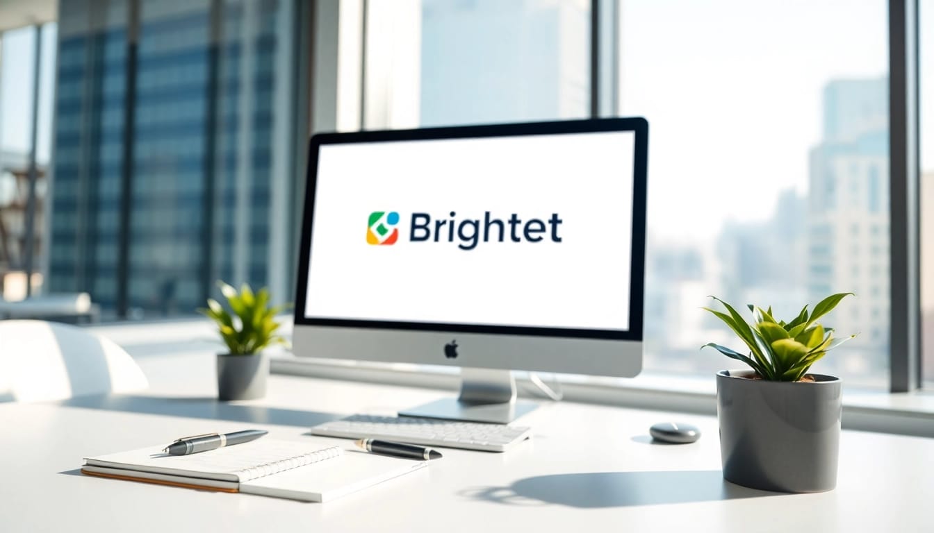 Engaging workspace with bright elements highlighting the Brightet brand identity.