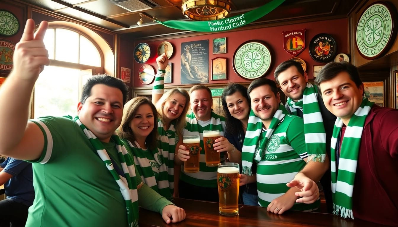 Fans celebrating at csc hamburg, showcasing team spirit in a cozy pub atmosphere.
