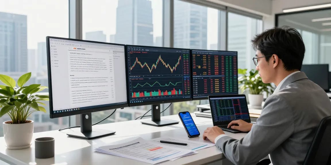 Real-time gold price live data displayed on screens in modern financial office