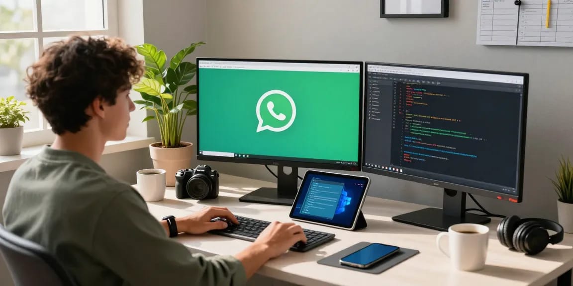 WhatsApp下載 in a modern workspace showcasing seamless integration of messaging and coding tools.