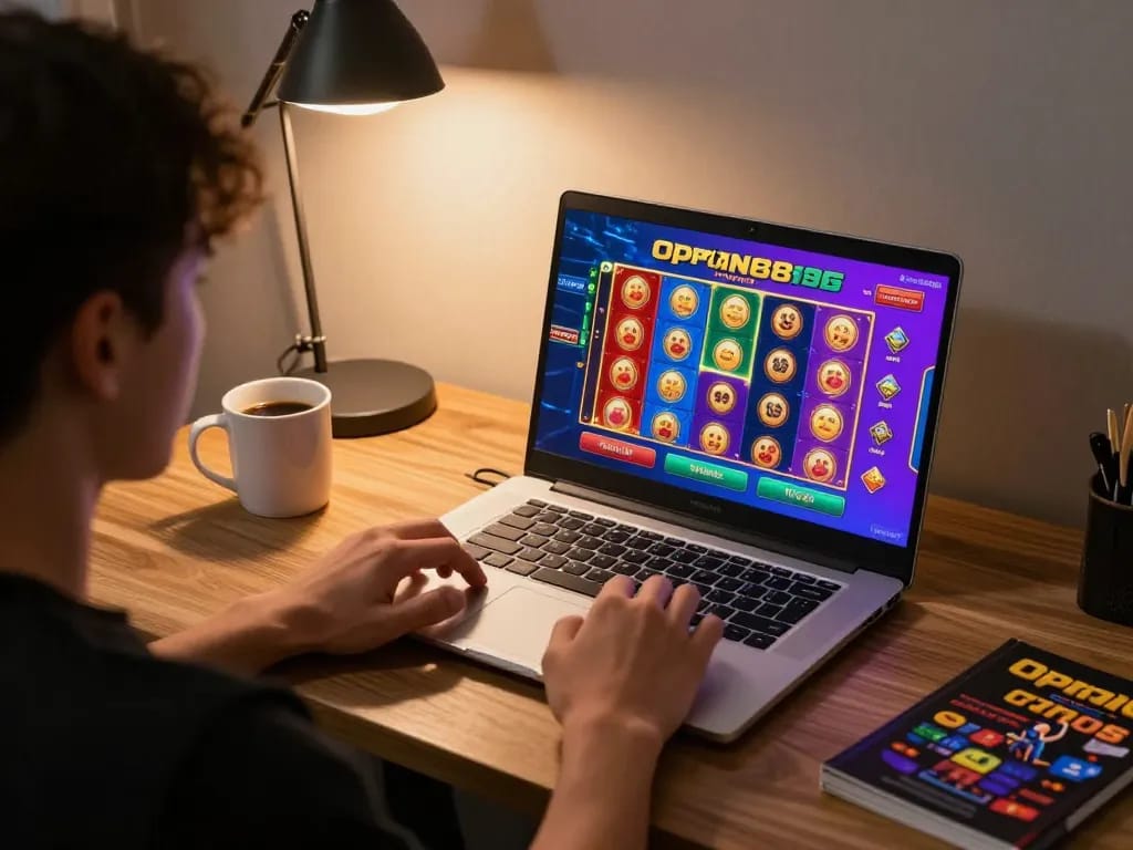 Player engaging with online gaming on open88 platform, showcasing vibrant casino atmosphere.