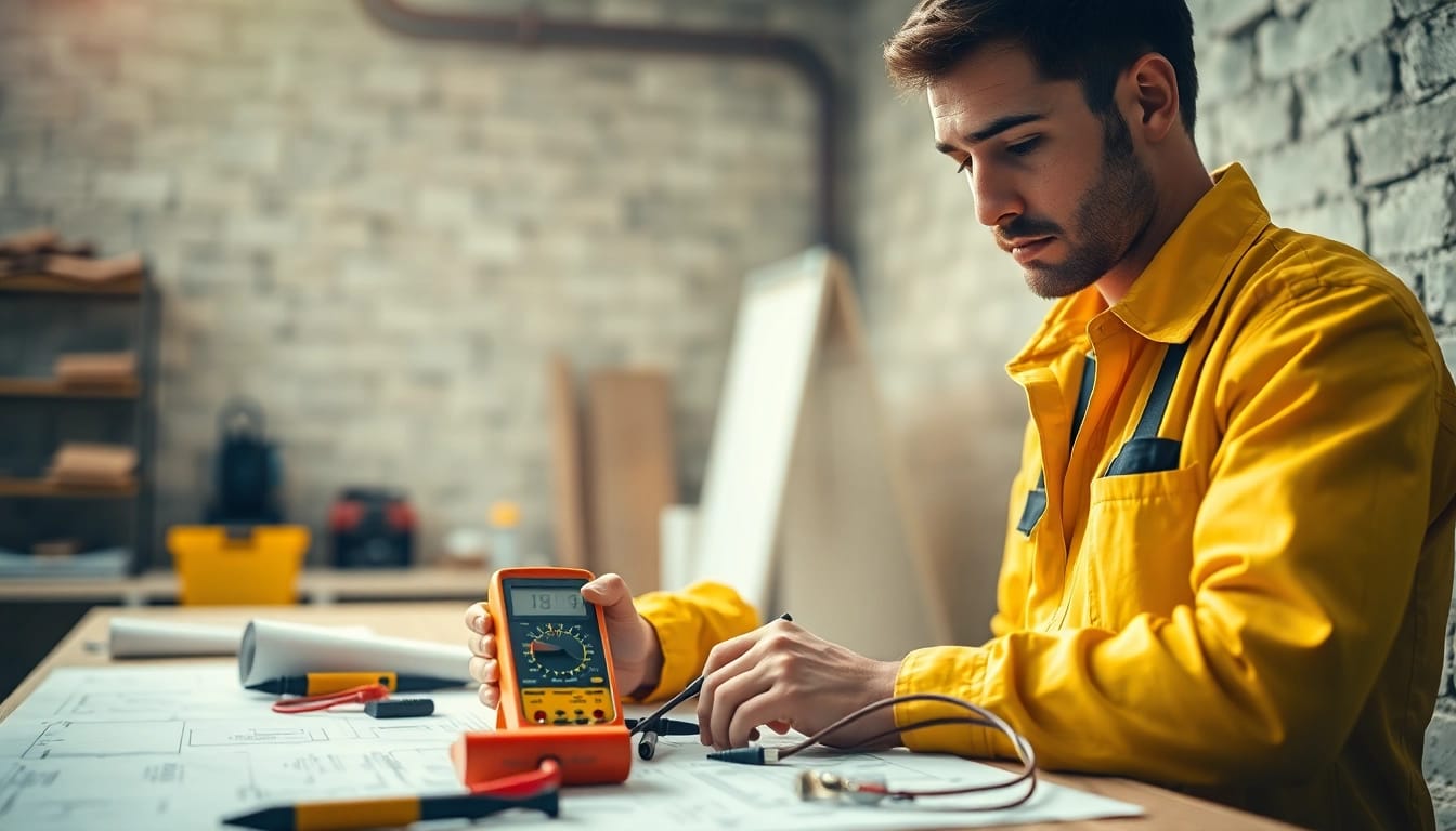 Electrician apprenticeship Hawaii: a dedicated apprentice in a bright workshop mastering electrical skills.