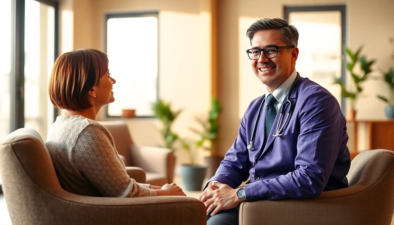 Enhancing psychiatry care India through compassionate interaction in a serene office.