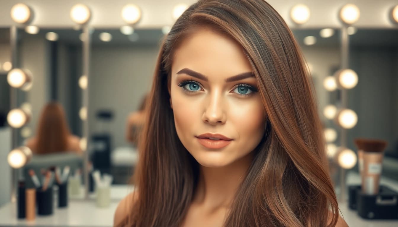 Model demonstrating invisi edge clip in hair extensions with a flawless blend for a natural look.