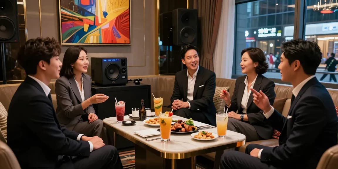 강남쩜오 프라이빗 가라오케 룸에서의 고급스러운 고객 경험을 보여주는 이미지
