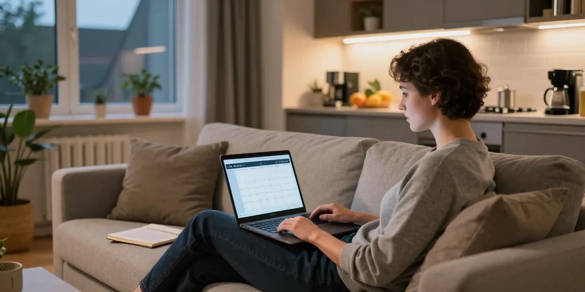 Monteurwohnung Hannover: Behaglicher Wohnraum für Geschäftsreisende mit Laptop und gemütlicher Atmosphäre