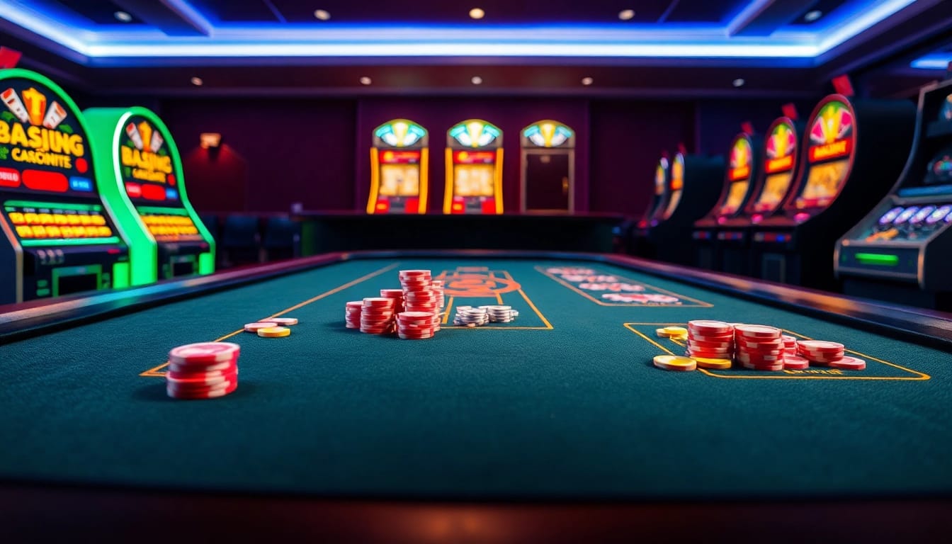 Aposte na Bet da Sorte com emoção em um cassino vibrante e iluminado.