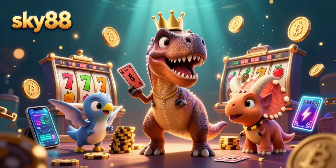 Experience thrilling wins with sky88 through vibrant casino animations and colorful characters.