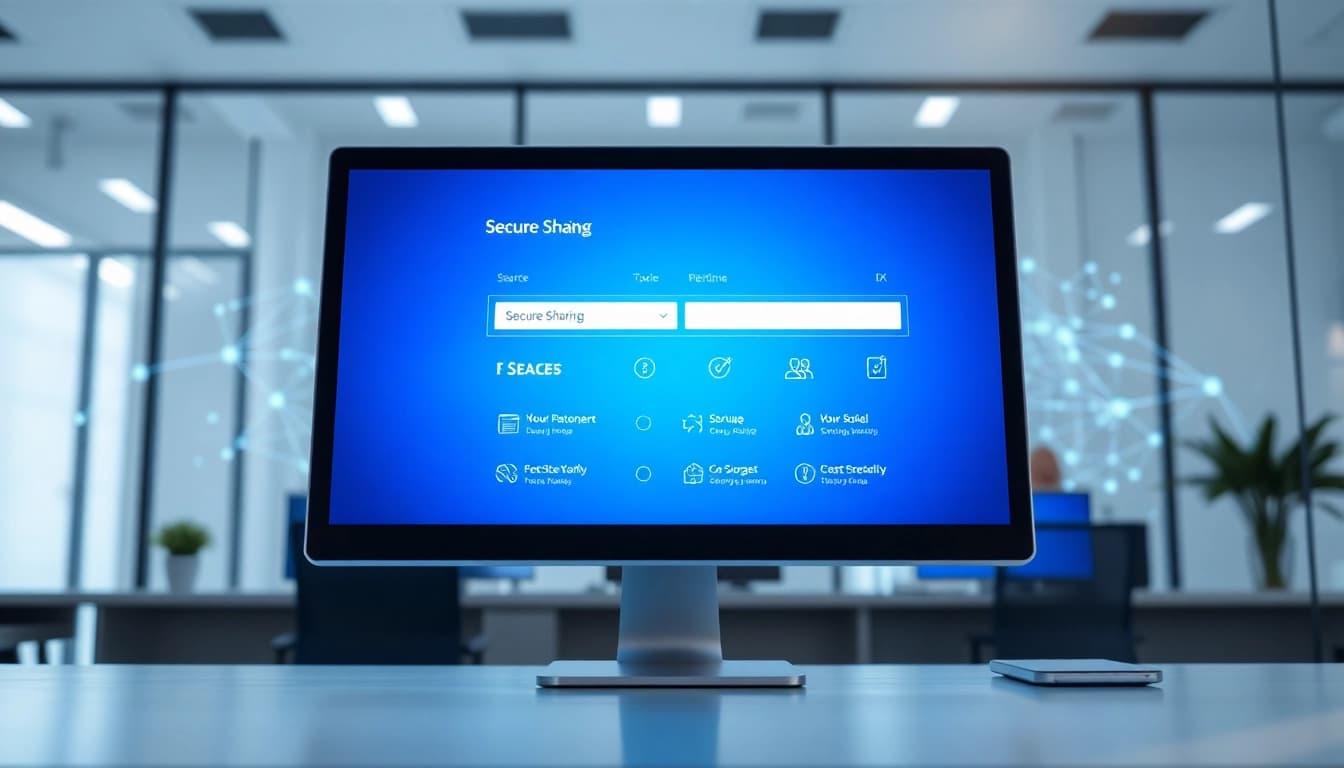 Showcase a secure link sharing platform in action, depicting user-friendly interface and secure options.