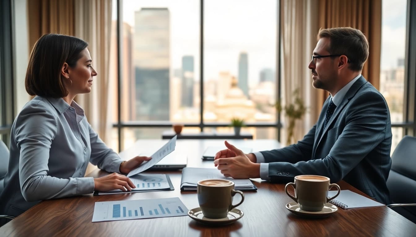 Engaging scene of clients receiving advice from a professional financial adviser at www.cambioml.com.