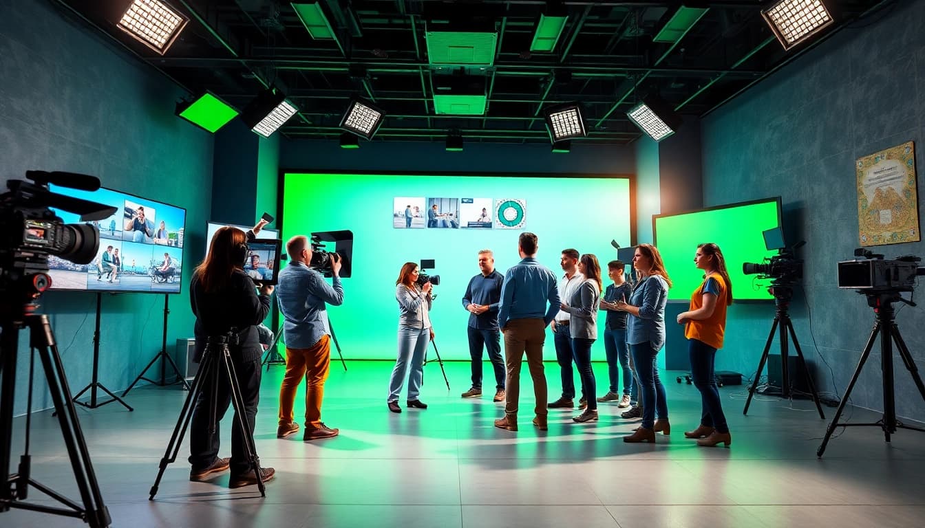 Dynamic video production edmonton team working in a modern studio.