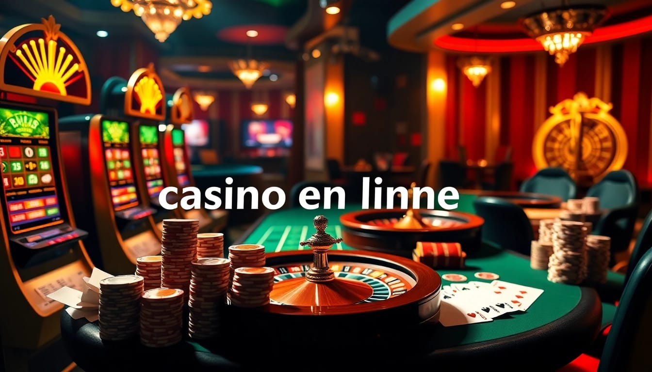 Participez à une action passionnante de casino en ligne avec des machines à sous vibrantes et des tables de cartes élégantes.