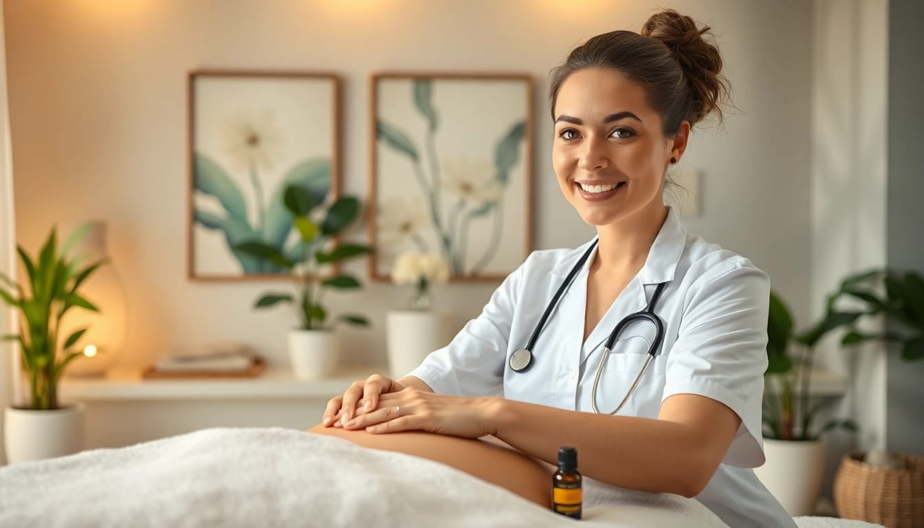 Experience a soothing griesbach massage in a calming wellness studio with tranquil details.
