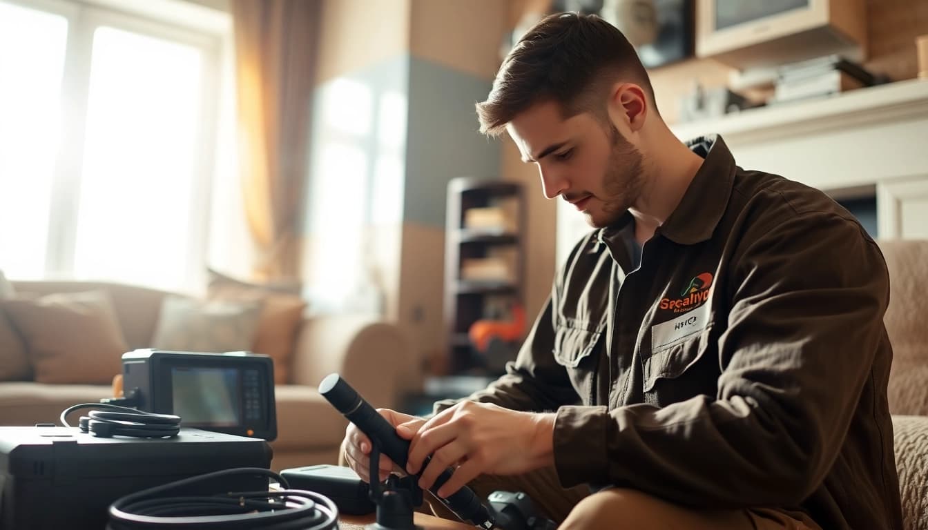 HVAC company canada technician inspecting a heating system with focus and expertise.