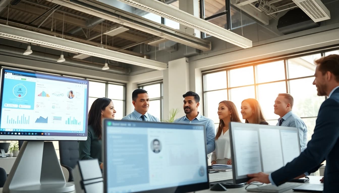 Enhance your operations with call centre software showcasing a dynamic customer service team.