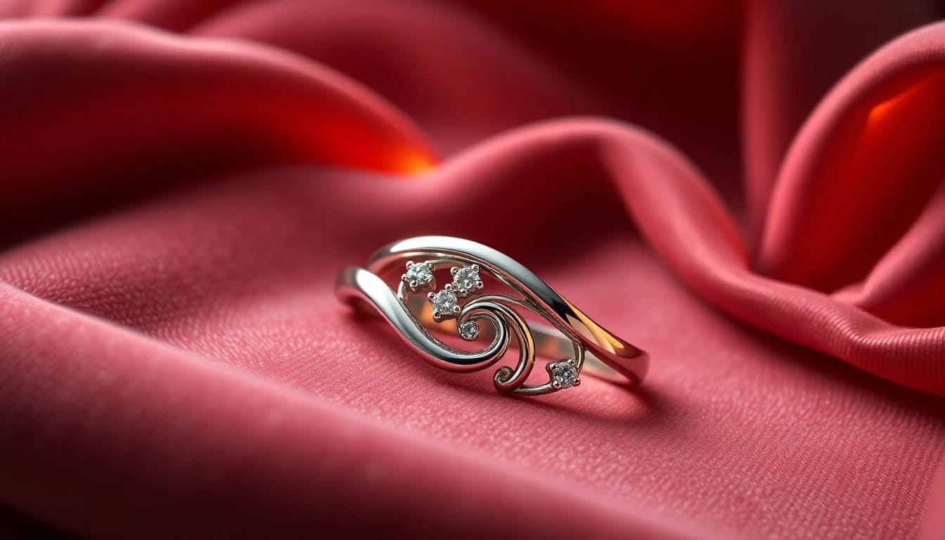 Palladium jewelry gleaming on a plush velvet background in a dramatic lighting setting.