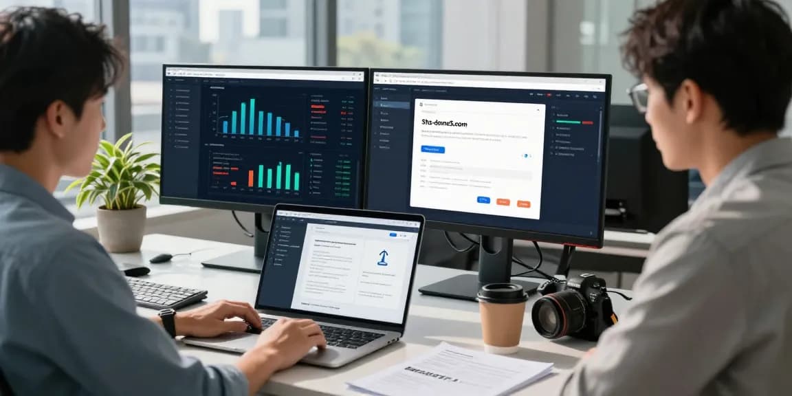 IT professional verifying shs-dome5.com security protocols in modern workspace