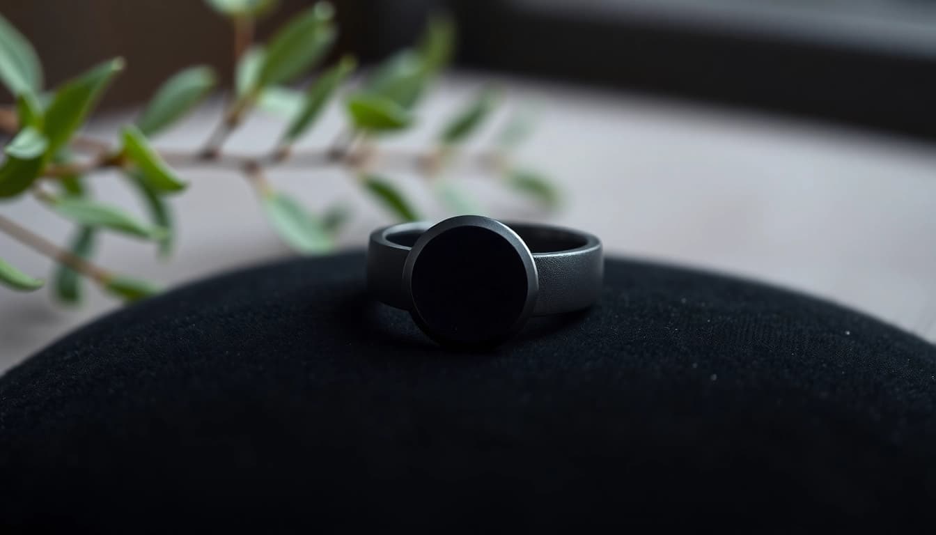 Showcasing exquisite Black Zirconium Rings with a matte finish, emphasizing elegance and durability.