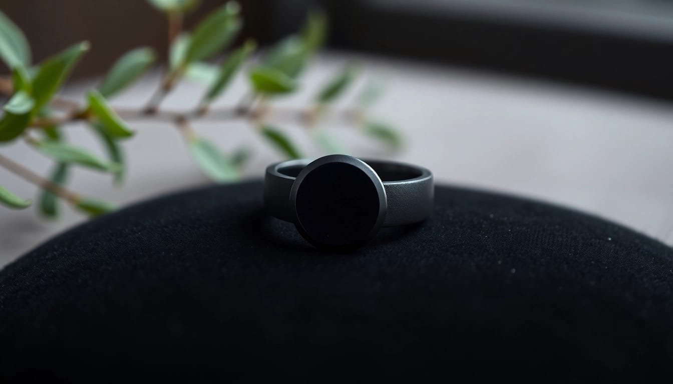 Showcasing exquisite Black Zirconium Rings with a matte finish, emphasizing elegance and durability.