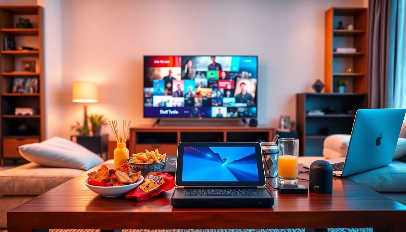 Engage with iptv premium entertainment through multiple devices on a cozy setup.