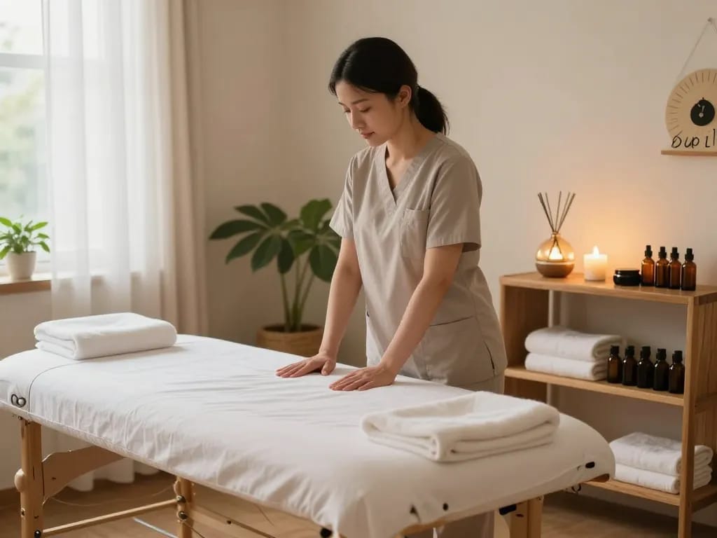 Experience relaxing 역삼동마사지 in a tranquil massage therapy studio with calming atmosphere and inviting setup.