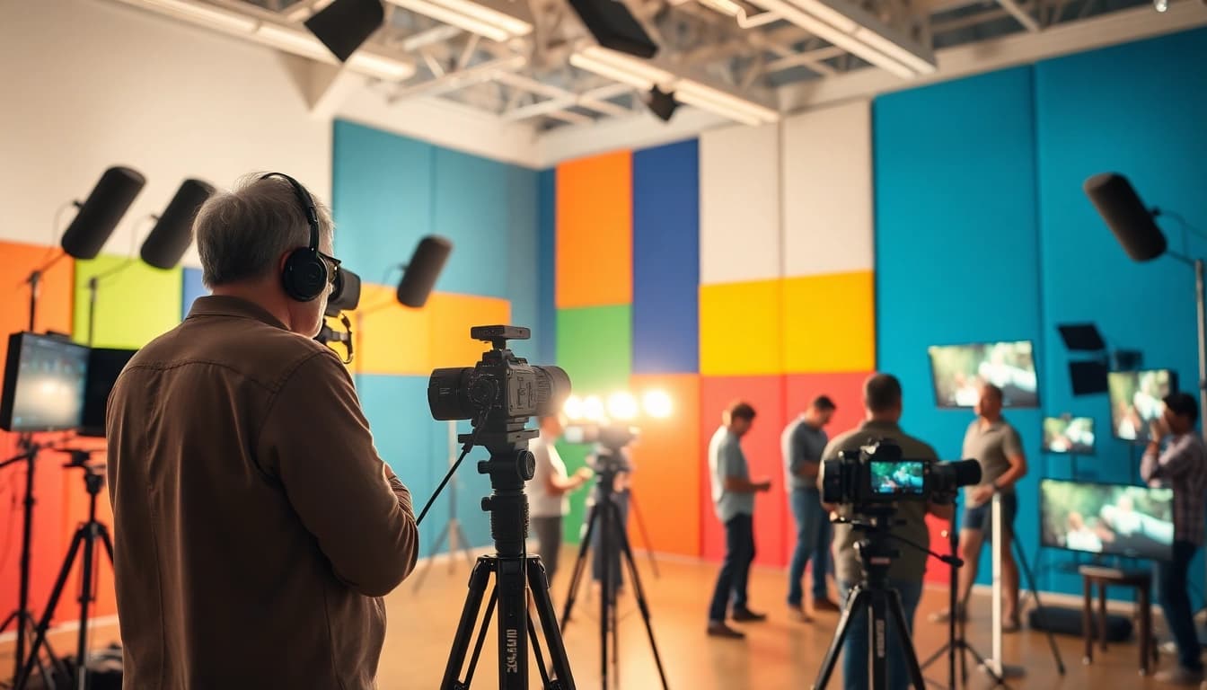 Explore video production edmonton with professionals in action at a vibrant studio, showcasing creativity.