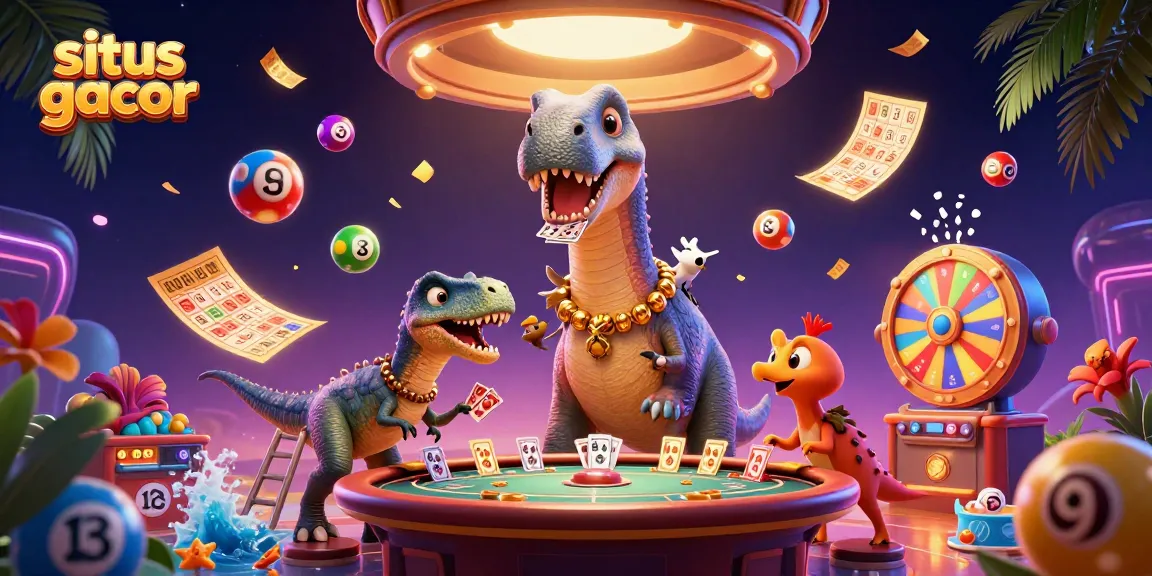 Memenangkan jackpot di situs gacor dengan karakter kartun 3D dalam ilustrasi kasino yang penuh warna.
