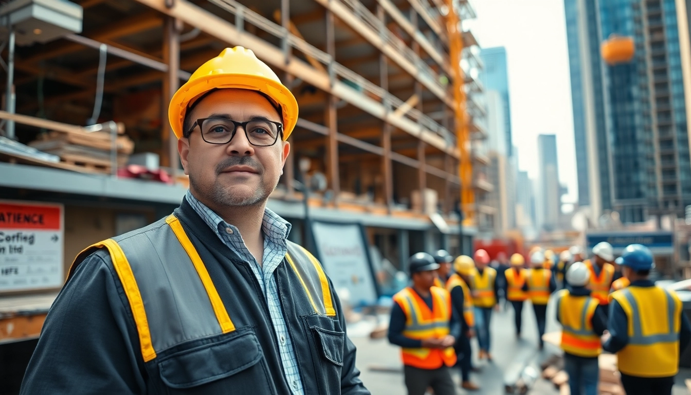 Manhattan Commercial General Contractor supervising a bustling construction site with skilled workers.