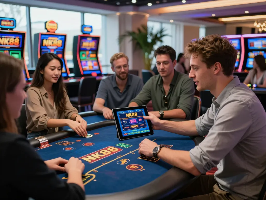 Players enjoying diverse games on NK88 online casino platform, highlighting the engaging atmosphere and advanced technology.