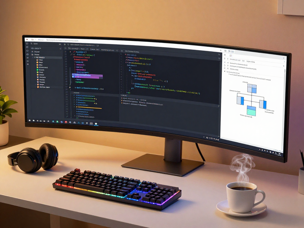 Iptv UK integrated with advanced software development tools and cloud solutions in a professional workspace.