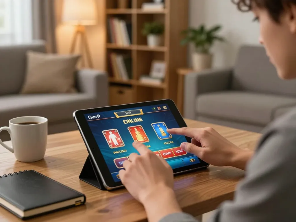 Engaging in ong777 Free Credit No Deposit e-wallet gameplay on tablet in cozy home