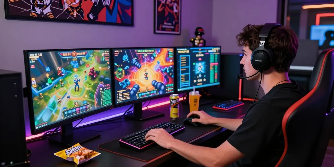 Permainan slot gacor online, pemain serius dengan grafik menarik di komputer.