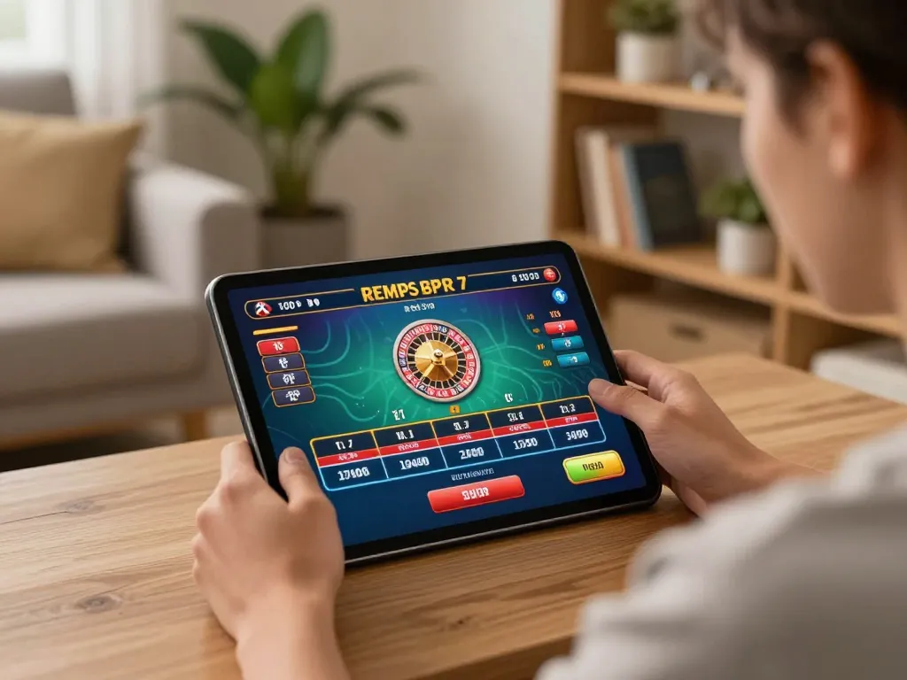 Engaged player using 888now com on tablet to explore dynamic roulette gameplay in cozy setting
