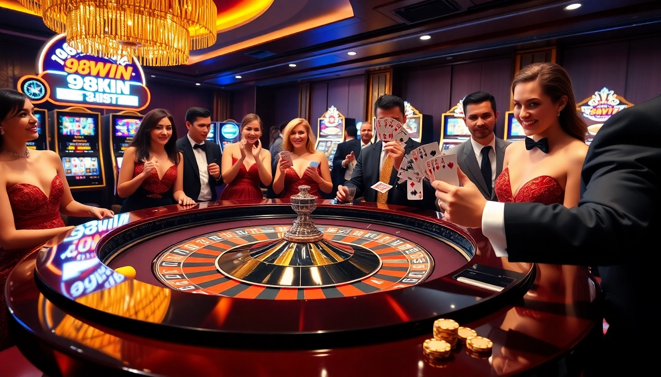 Experience the excitement of 98WIN's luxurious casino atmosphere with dynamic gaming action.