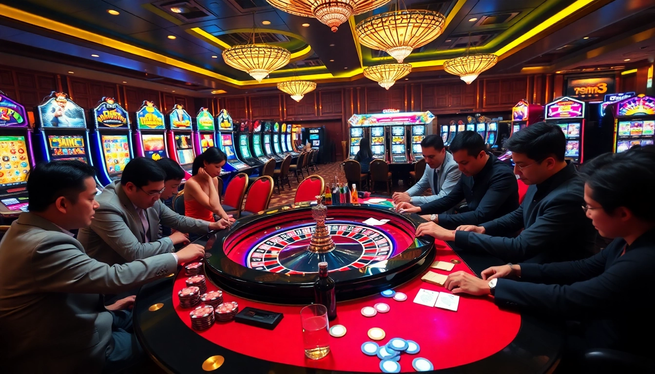Experience high-stakes action at https://gg88.biz/ with poker players strategizing at a luxurious casino table.