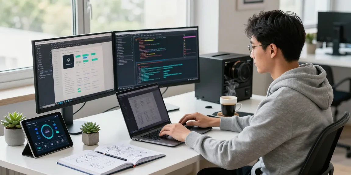 Innovative workspace showing hosting mexico solutions with a developer coding.