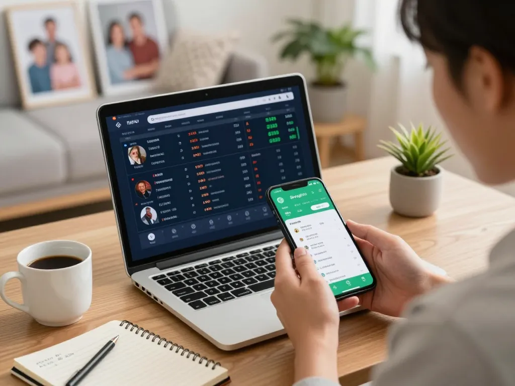 Bongdalu user analyzing sports betting trends on smartphone in a cozy home setting.