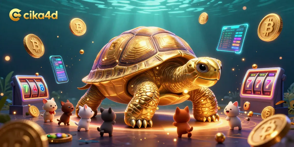 Engage with cika4d's thrilling gaming scene featuring a golden tortoise pinball machine in an enchanting underwater world.