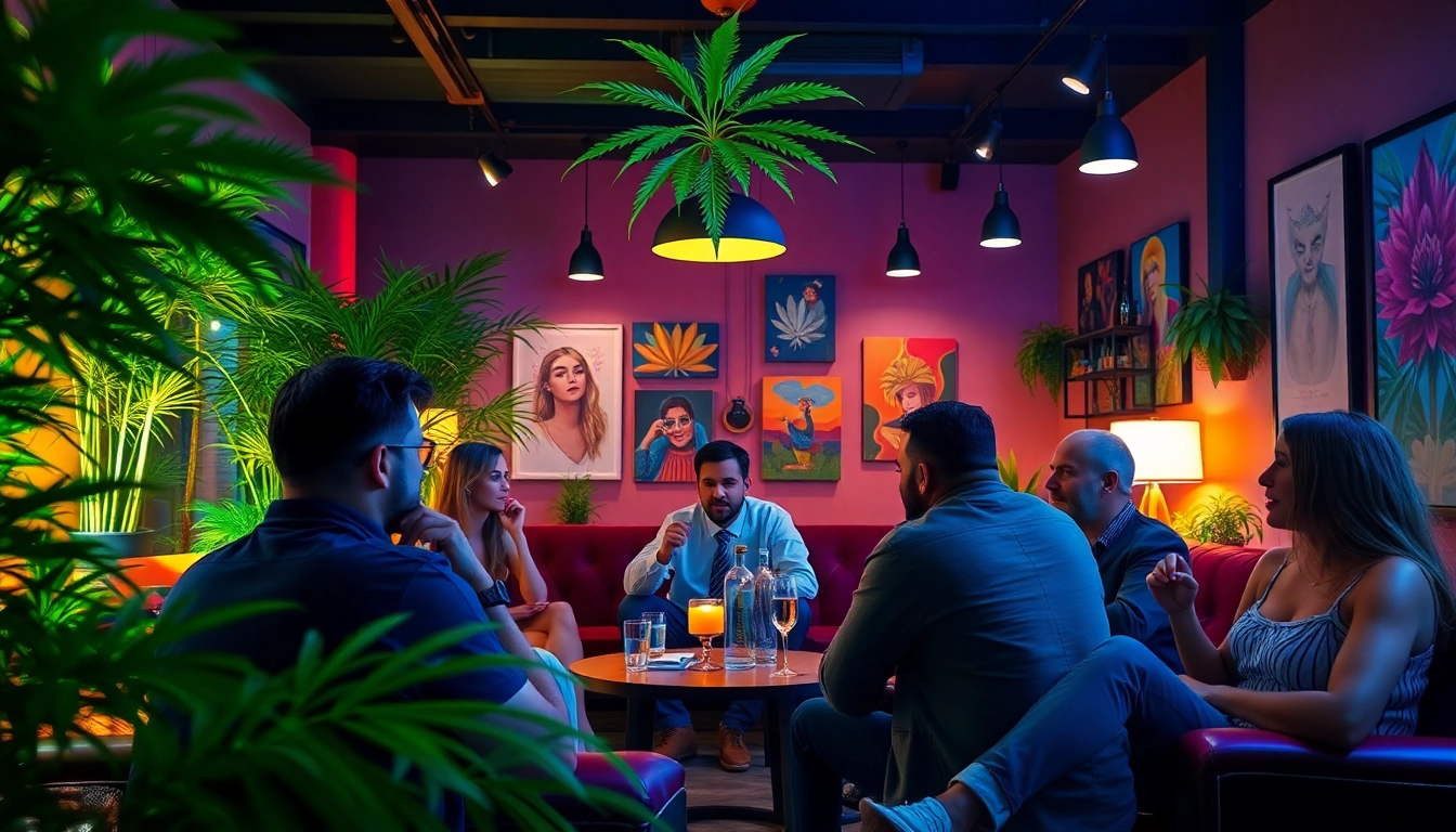 Membres du social club espagne se détendent lors d'une réunion conviviale en intérieur, entourés de plantes.