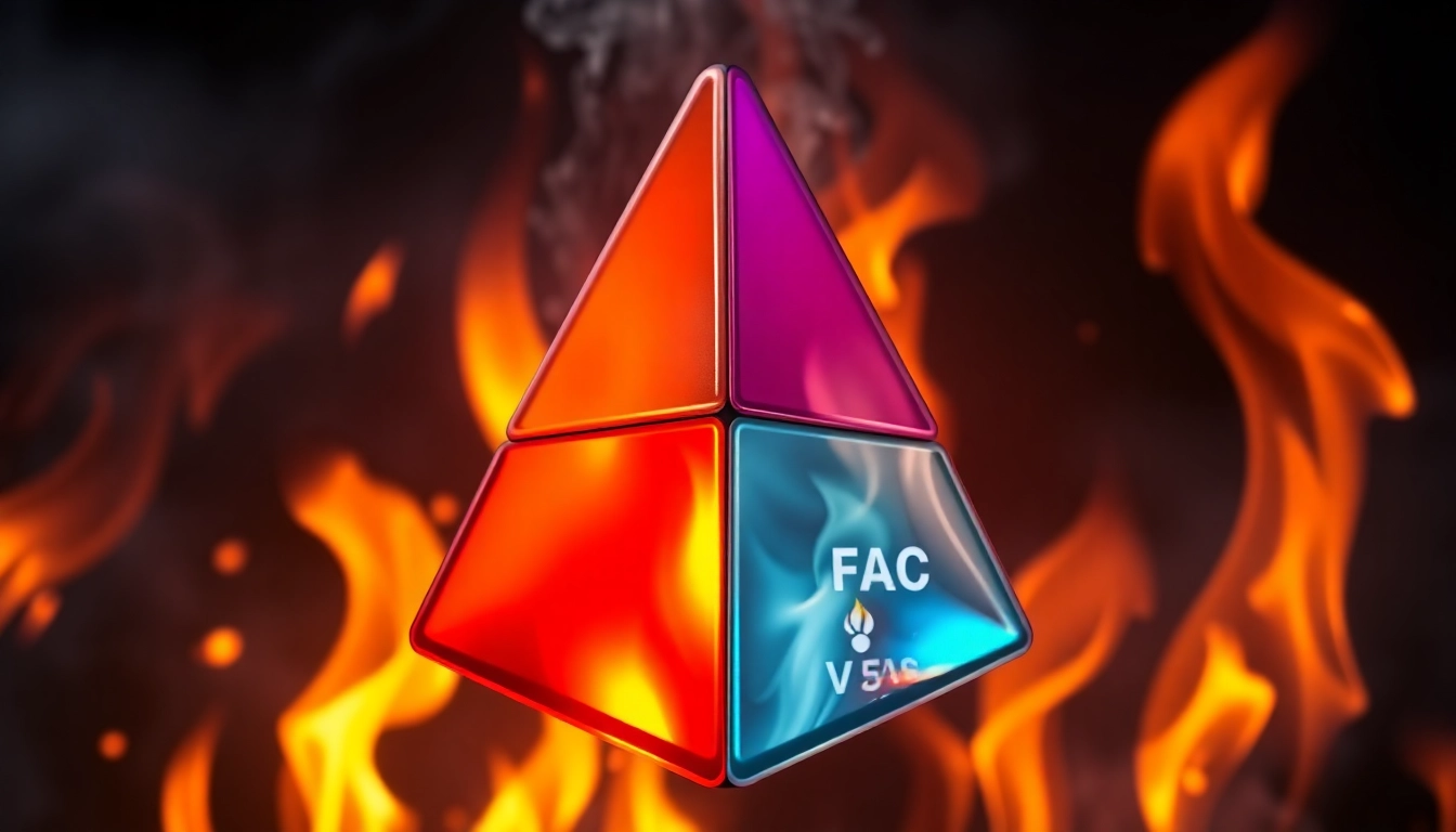 Visual representation of the fire tetrahedron demonstrating its four components: fuel, heat, oxygen.