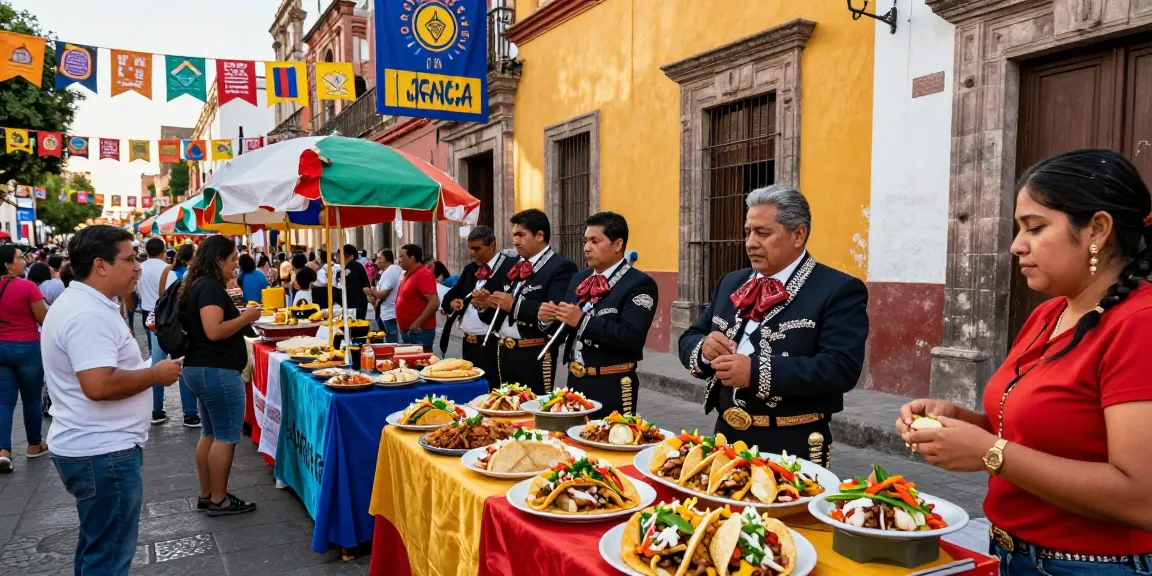 rokok 88 vibrant street festival in Mexico City showcasing diverse tacos and lively mariachi music