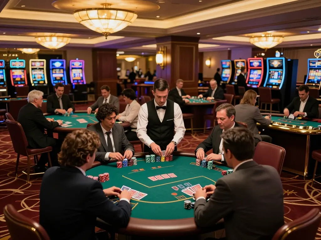 Players enjoying an engaging poker game at an upscale ATM casino with dynamic atmosphere.